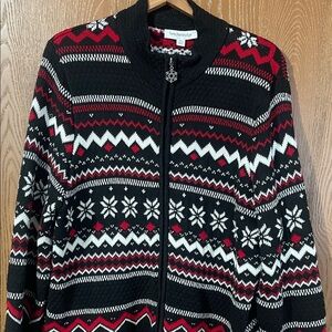 Breckenridge Men's Black and Red Zip-Up Sweater